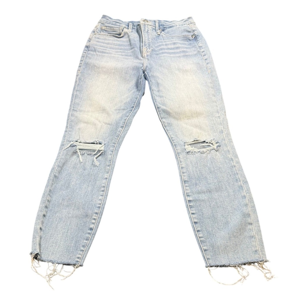 Good American Good Waist Jeans Womens Blue Raw Hem Skinny Casual 8/29